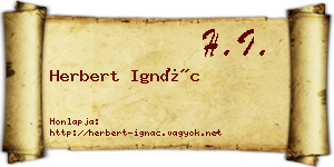 Herbert Ignác névjegykártya