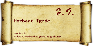 Herbert Ignác névjegykártya